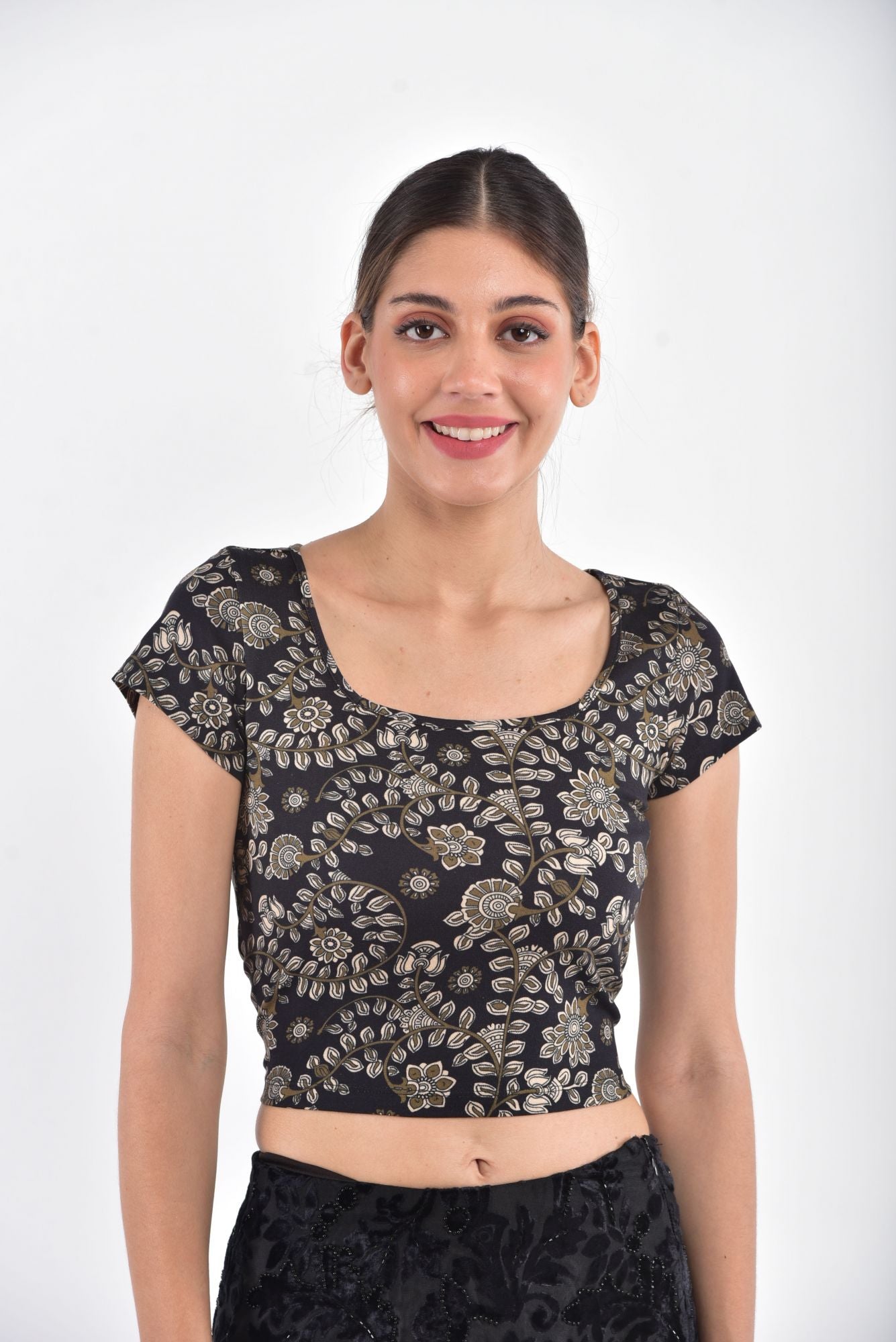 Blouse-Daisy-Kalamkari-Black